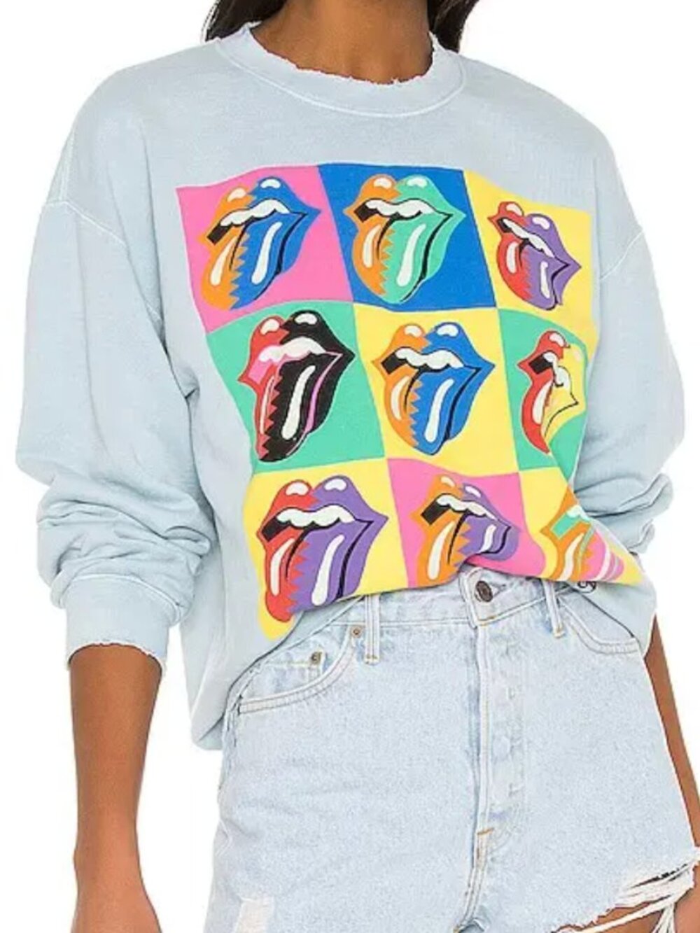 Madeworn Rolling Stones 89 Multi Tongue Sweatshirt Blue Haze